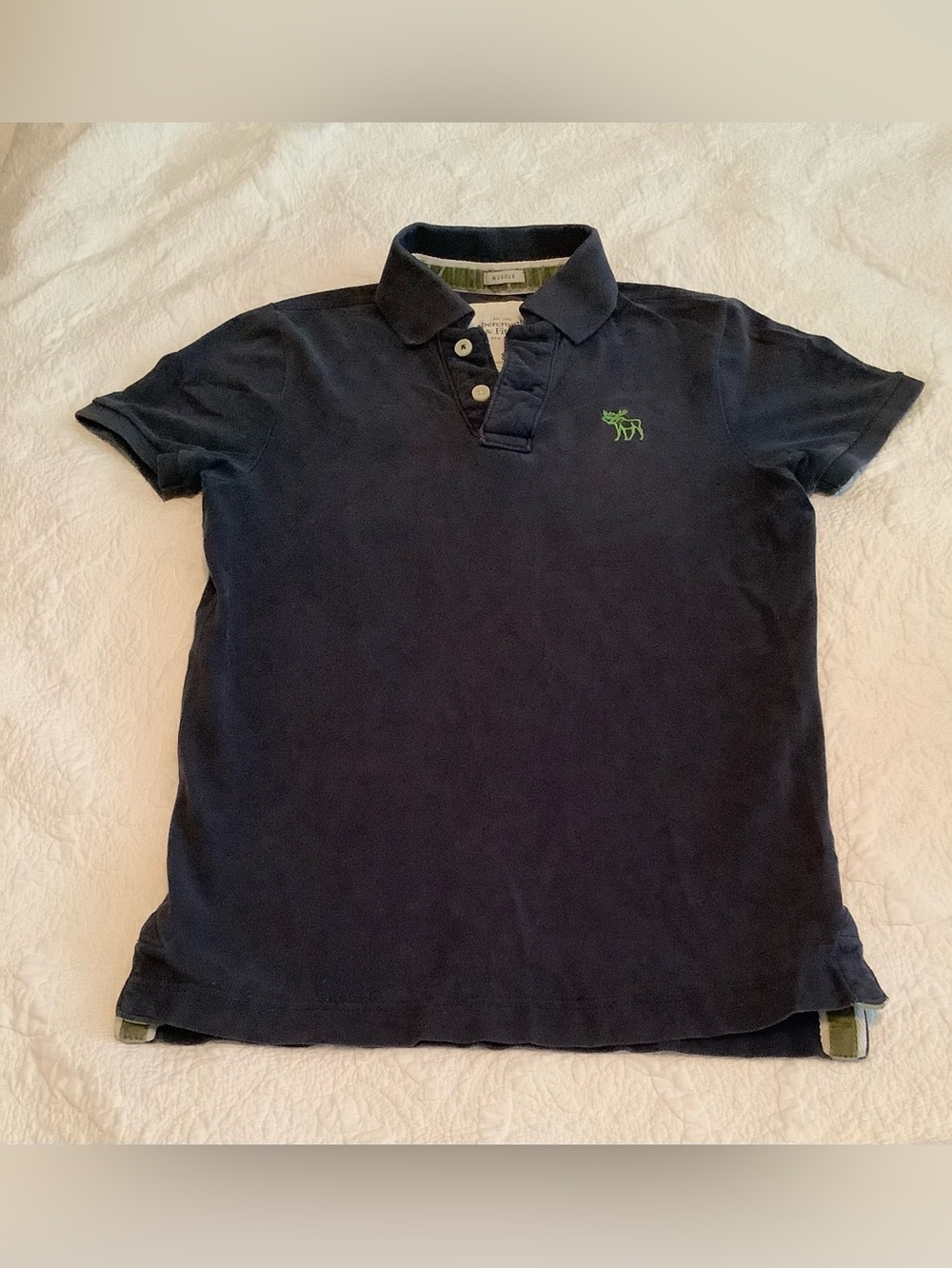 Abercrombie & Fitch Navy Vintage Polo with Green Logo